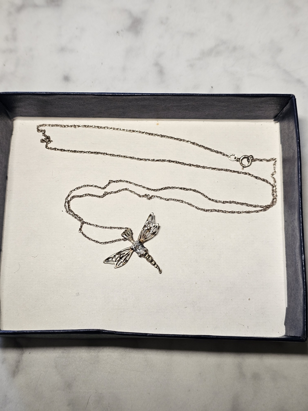 Sterling Silver 925 Dragonfly Pendant & Necklace 21in Length